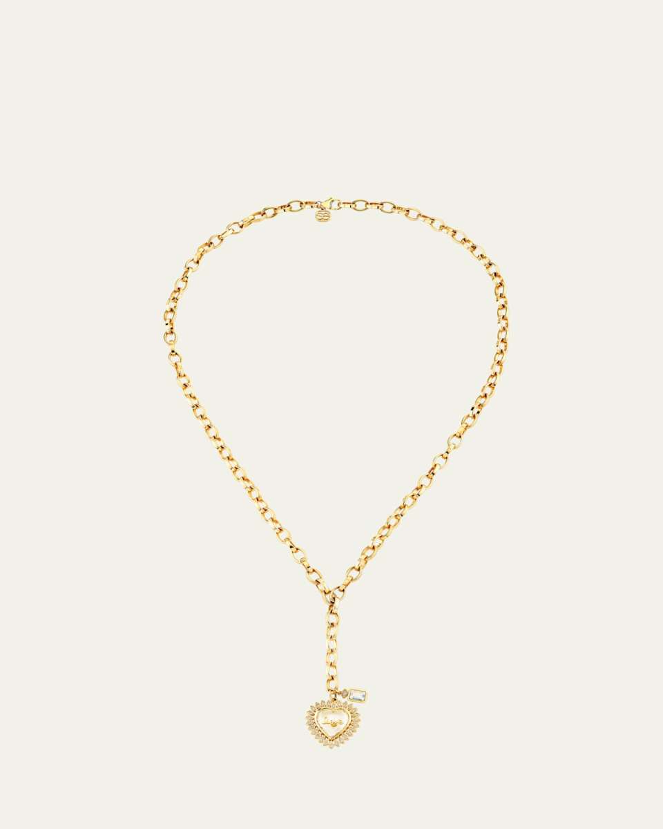Love Quartz Marquis Eye Heart Lariat Necklace